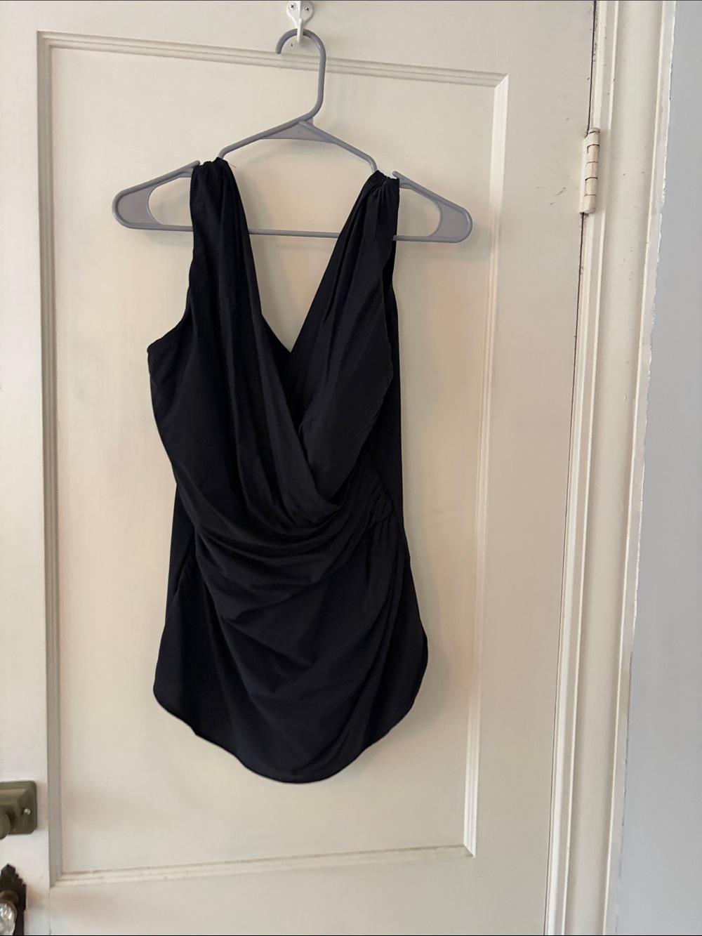Lands' End Black Draped One-Piece Swimsuit